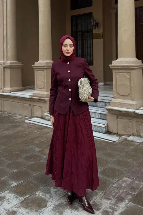 Nora Piliseli Uzun Etek Bordo - 42