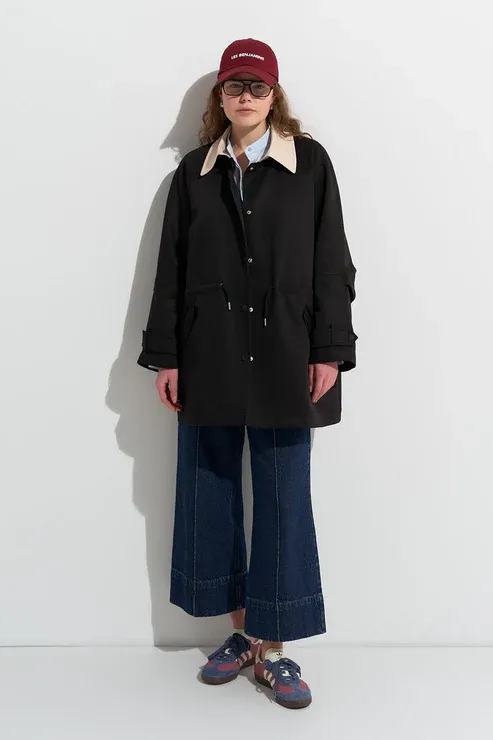 KB Casual Midi Trençkot Siyah - 2