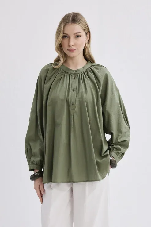 Flam Keten Gömlek Haki