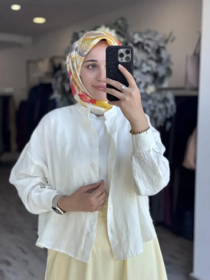 QOOQ Safari Bluz Ekru